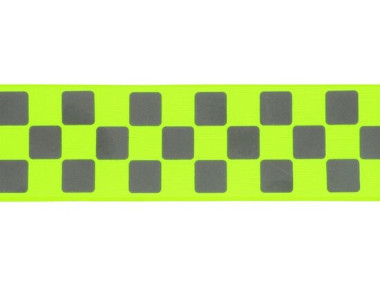 Atstarojoša lenta Reflective tape 50 mm yellow neon + reflector checkerboard 50m